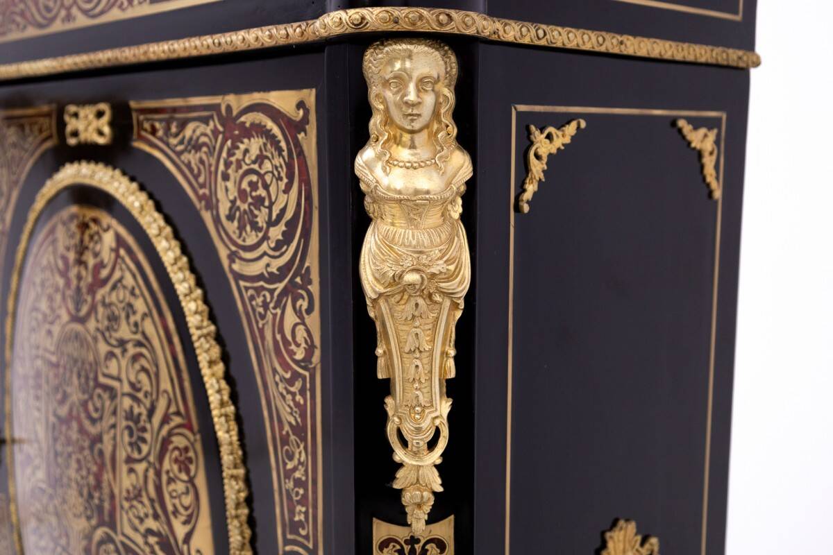 Antique boulle chest of drawers from the mid-19th century, France.