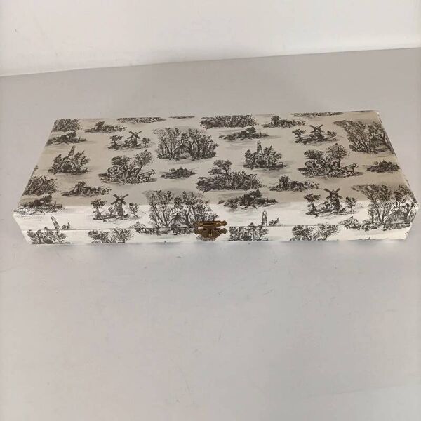 Service à poisson vintage 24 pièces avec coffret toile de Jouy – métal