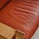Brutalist oak and leather sofa, Tage Poulsen, 4 pieces, Denmark, 1970s.