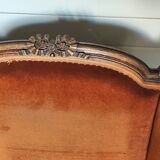 Large Louis XVI style bergère armchair in amber brown velvet