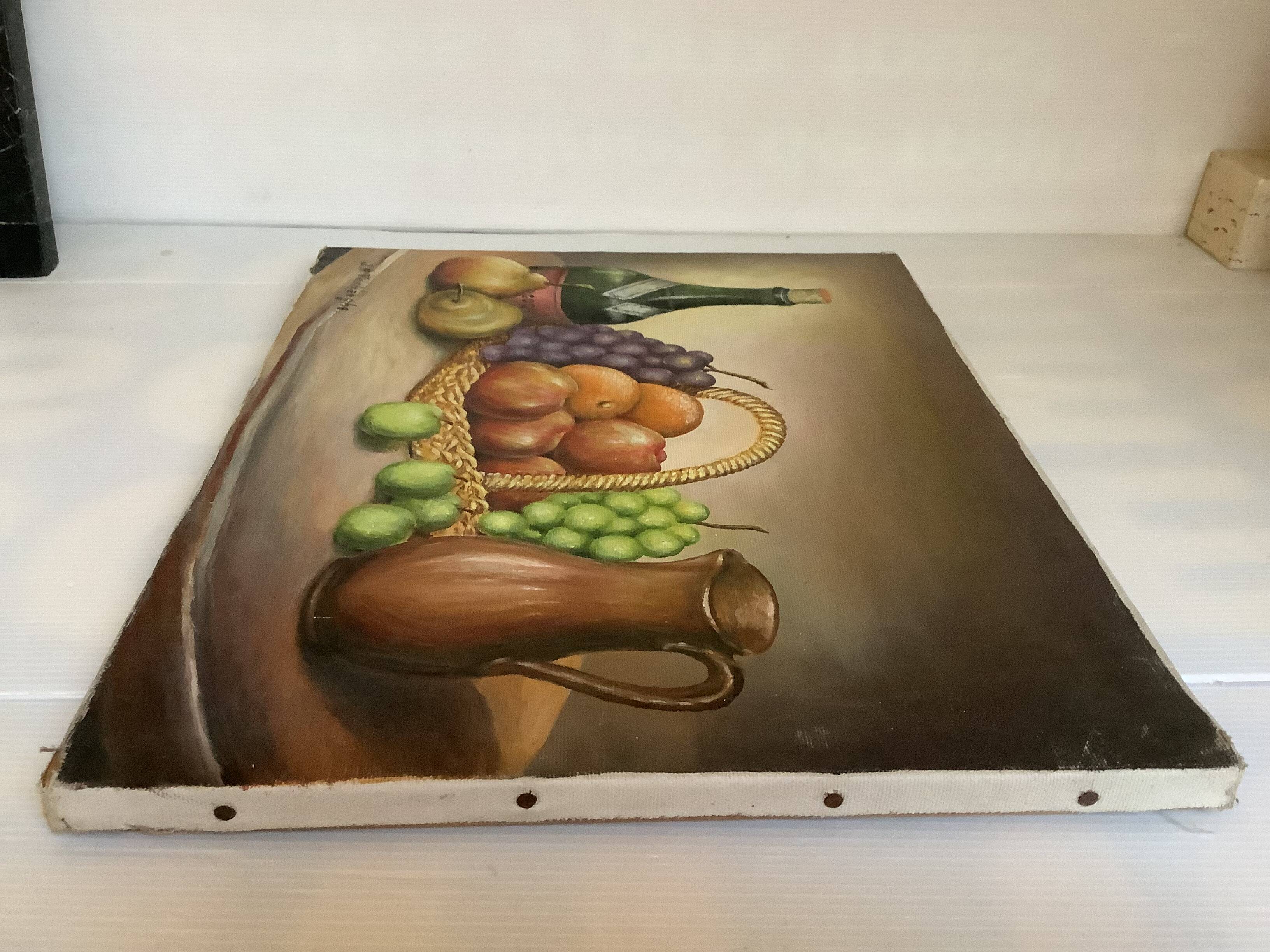 Still life painting in oil on canvas, signed.