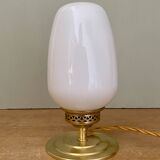 Vintage globe table lamp in white opaline
