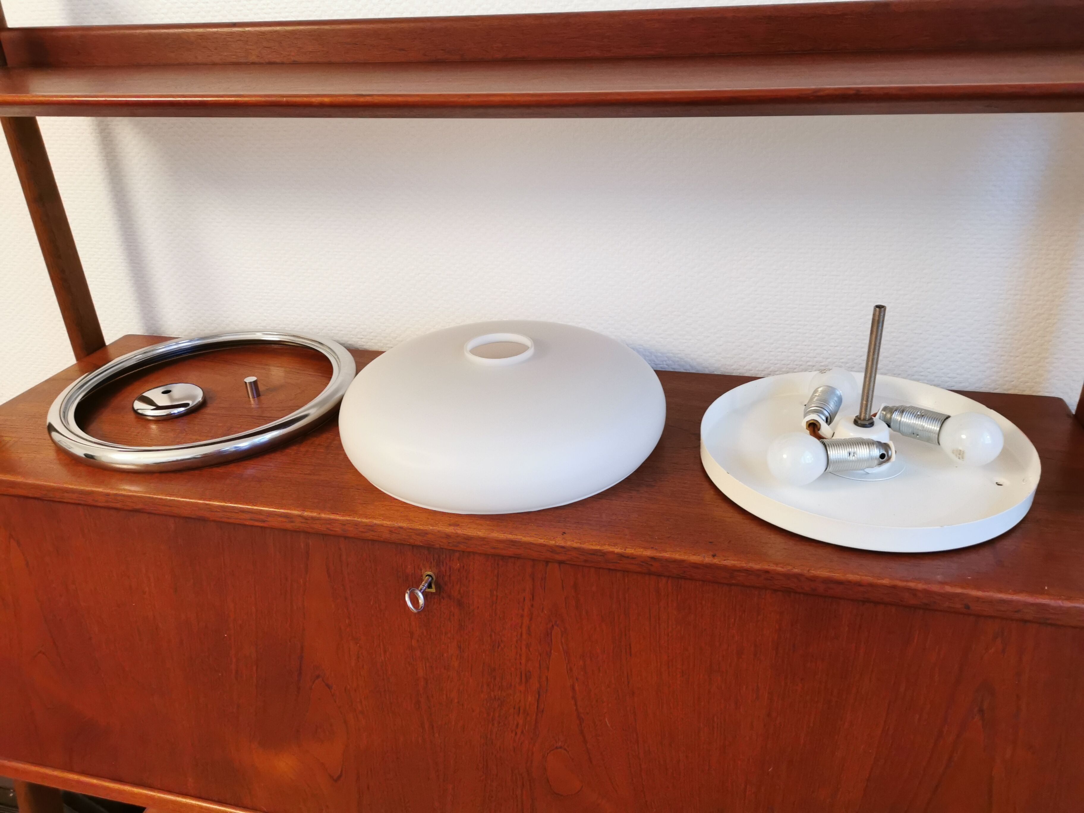 Vintage ceiling lamp in opaline design 70