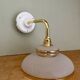 Vintage elbow wall lamp with white and gold granite glass shade