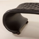 Verner Panton black leather chaise longue for Fritz Hansen, 1970s