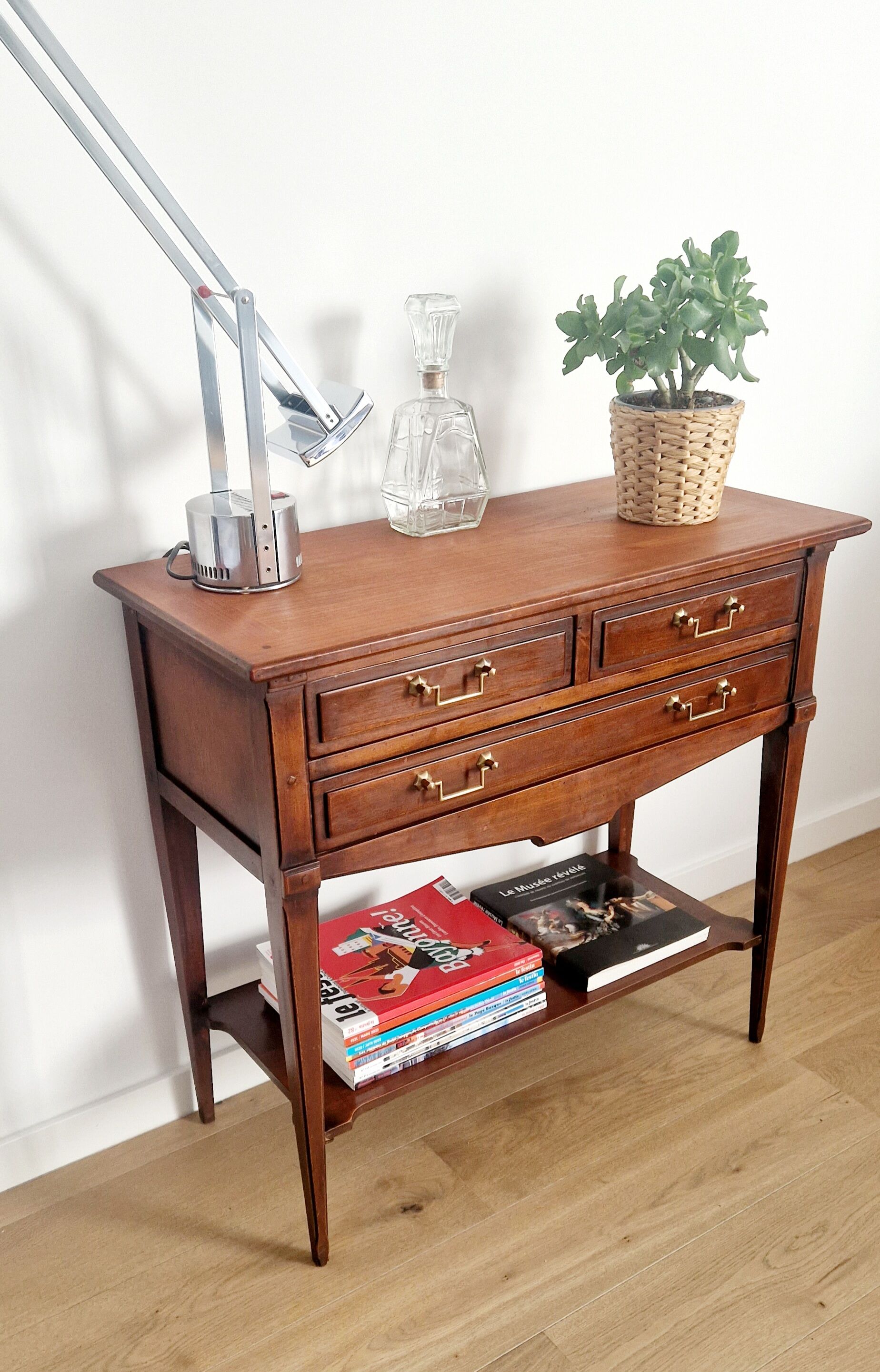 Console trolley style Directoire in mahogany