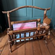 Vintage magazine rack in rattan and bamboo – 1960s/70s