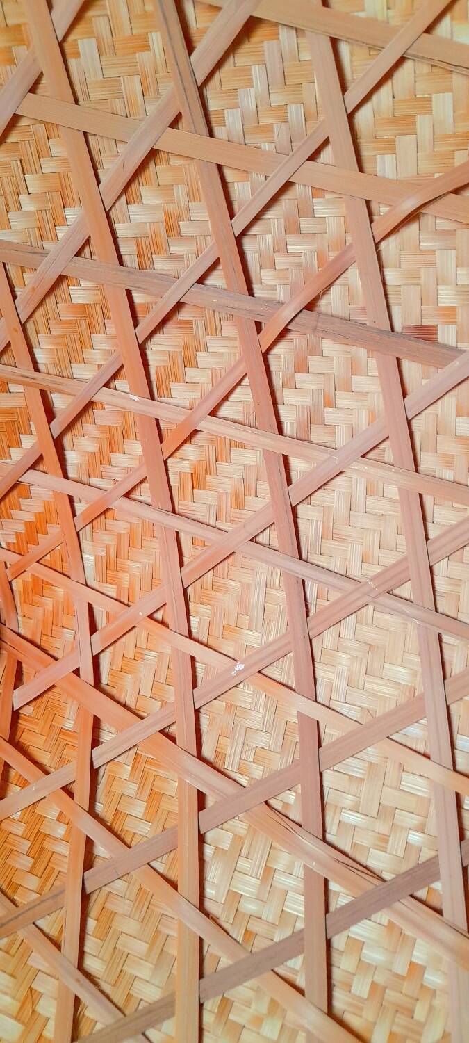 70s woven bamboo pendant light