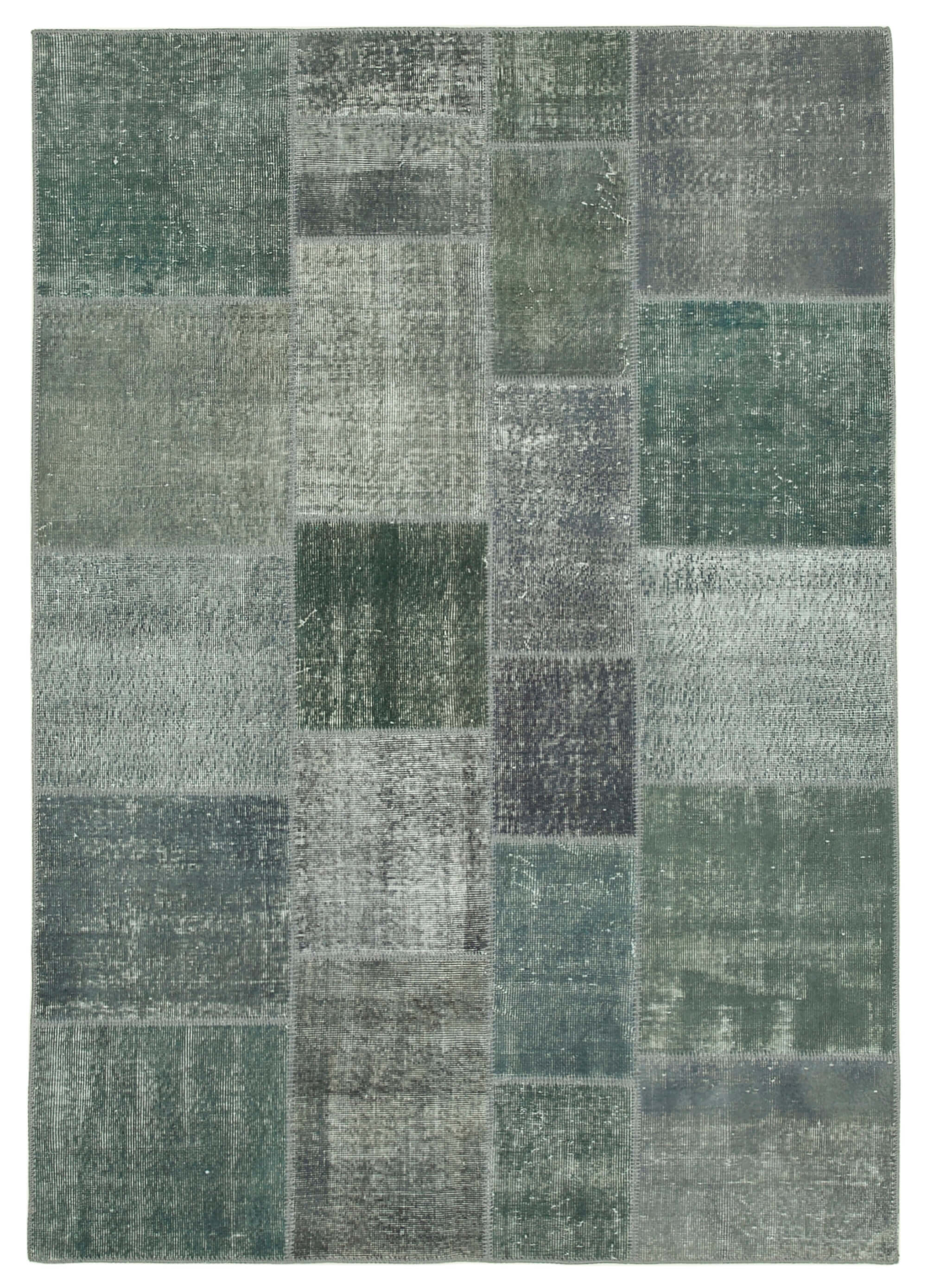 Hand-knotted oriental overdyed 171 cm x 243 cm grey patchwork carpet