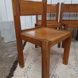 4 elm and leather chairs 1950