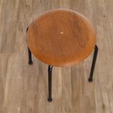 Tabouret vintage en teck et métal 1960