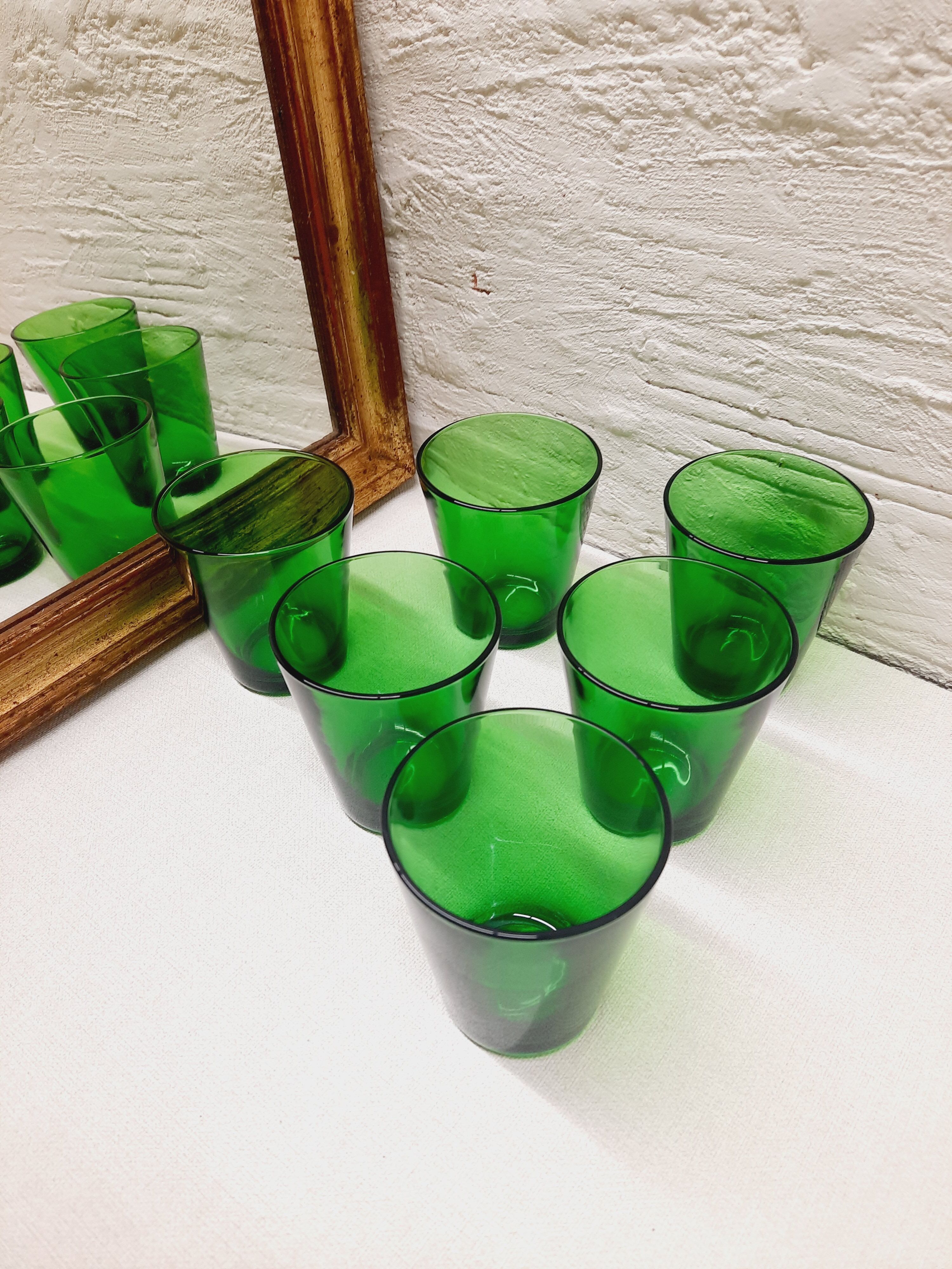 Set 6 green Vereco glasses