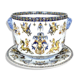 Cache-pot et son présentoir Gien, Collection Renaissance, XXe Siècle