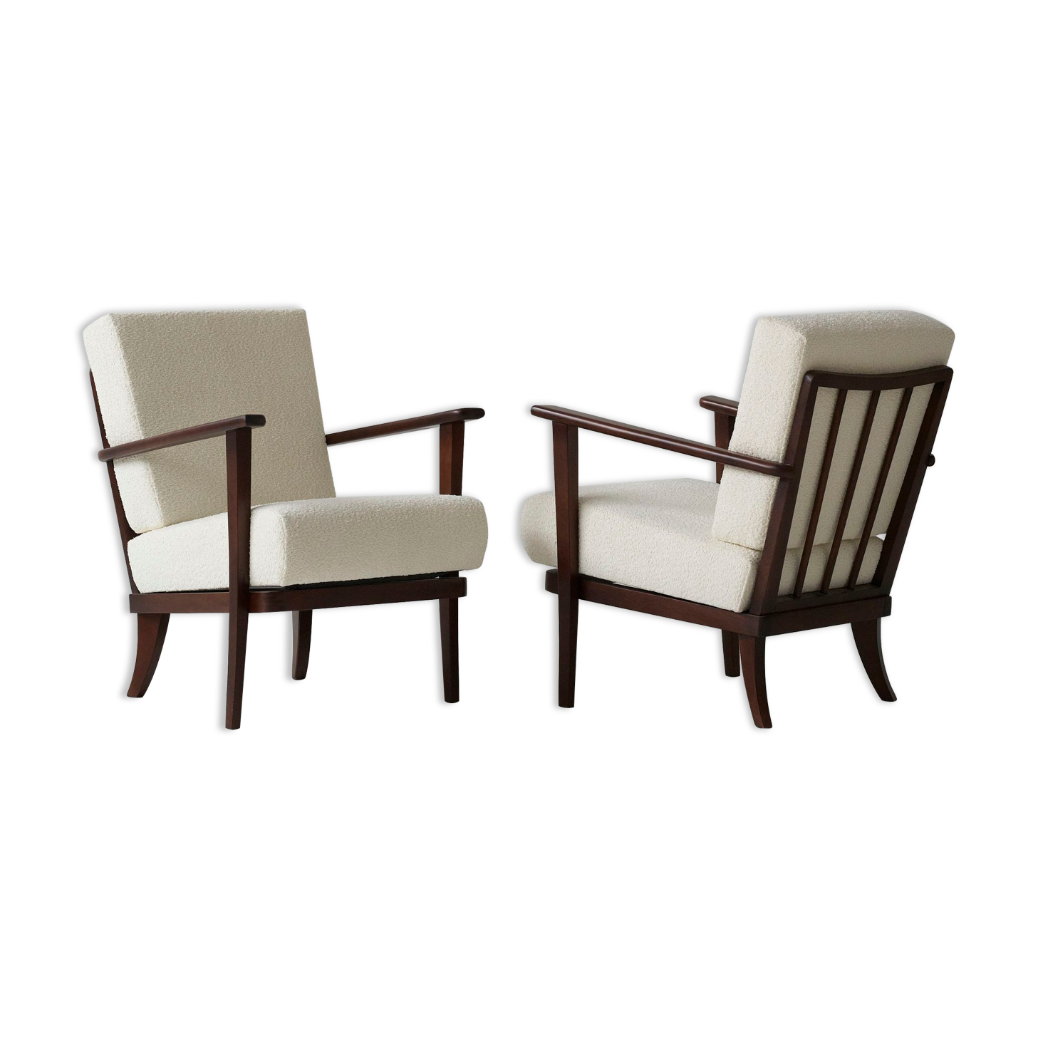 Set of ton boucle armchairs 60's