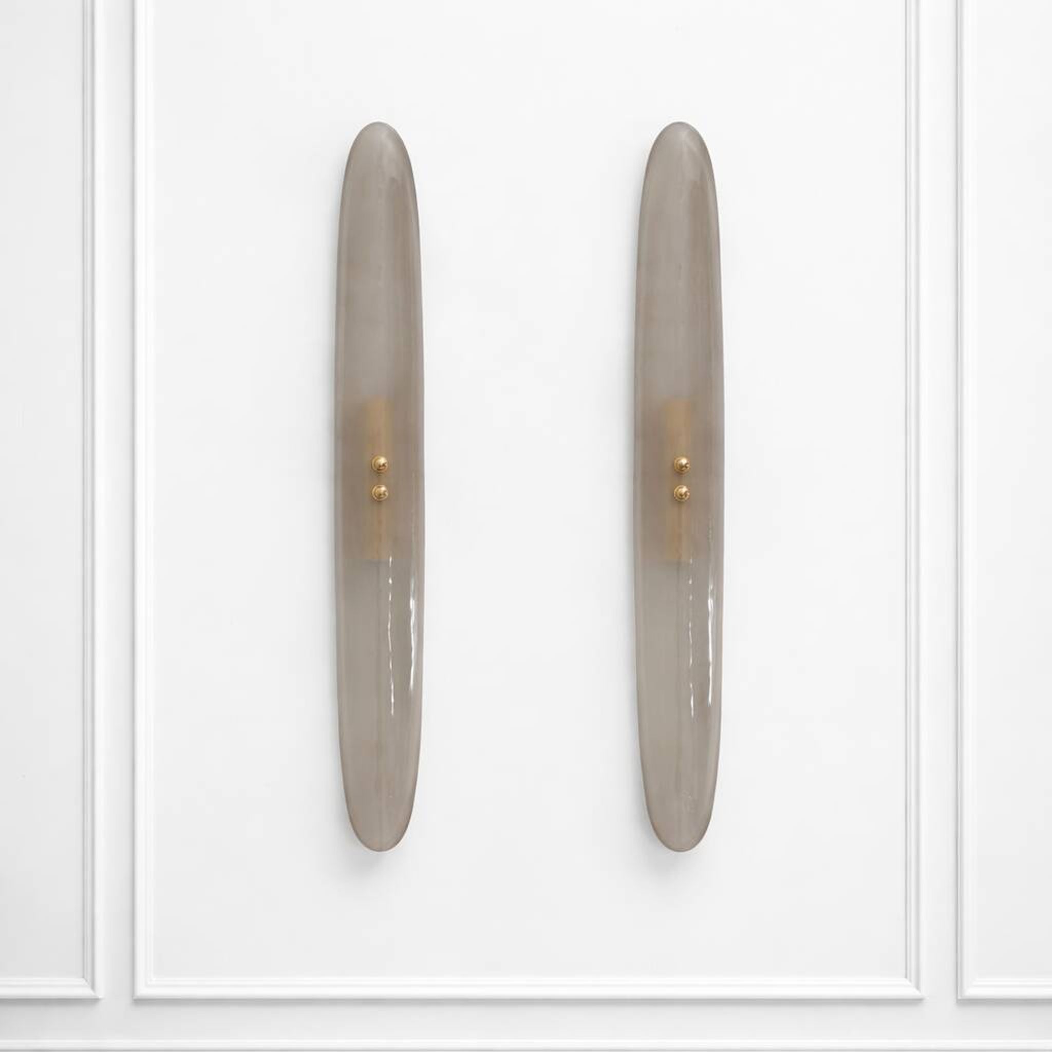 Pair of Fontana Arte Style Mid-century Modern Smoke Murano Glass Sconces