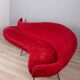 Large 1950s vintage curved sofa in red velvet italian design