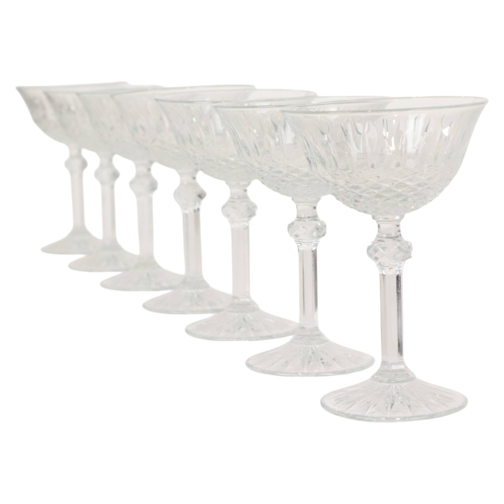 Set of 7 Regency Fidenza Crystal Champagne Glasses