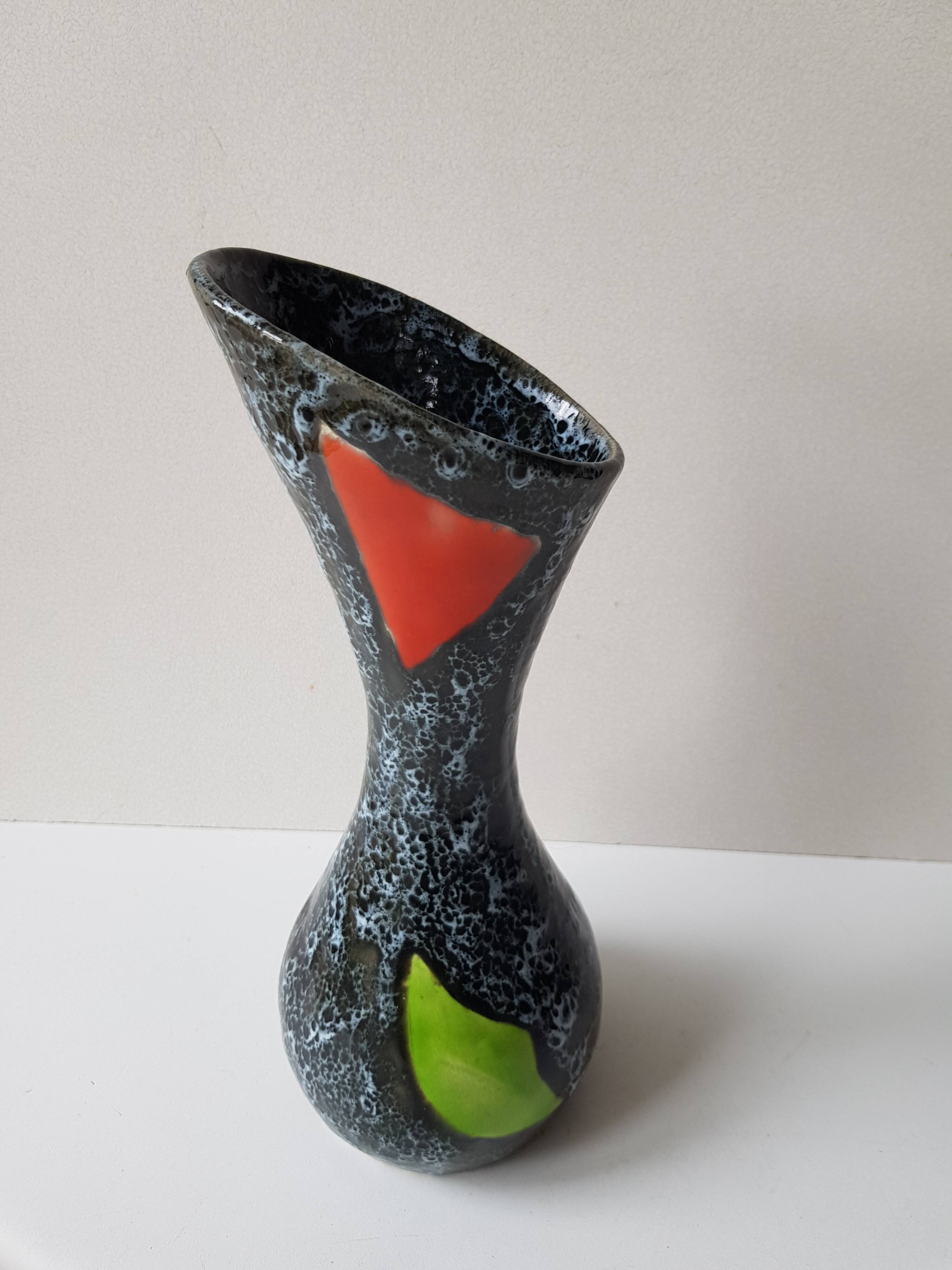60s designer ceramic vase signed Vallauris Height 28.5cm
