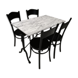 Table Bistro marble and 4 chairs Baumann