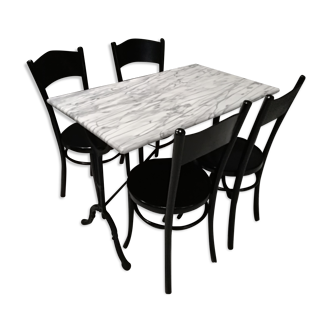 Table Bistro marble and 4 chairs Baumann