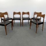 Set of 6 model 71 teak dining chairs by Niels O Møller for JL Møllers 1950s