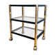 Side table in gold metal and smoked glasses 1970s