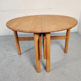 Beech dining table with extensions, 80s