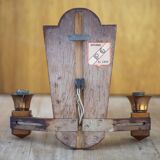 Vintage wooden wall light, wall light with art deco mirror