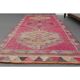 Vintage Turkish Hand-Knotted Wool Cotton Pink Runner Rug 95x309