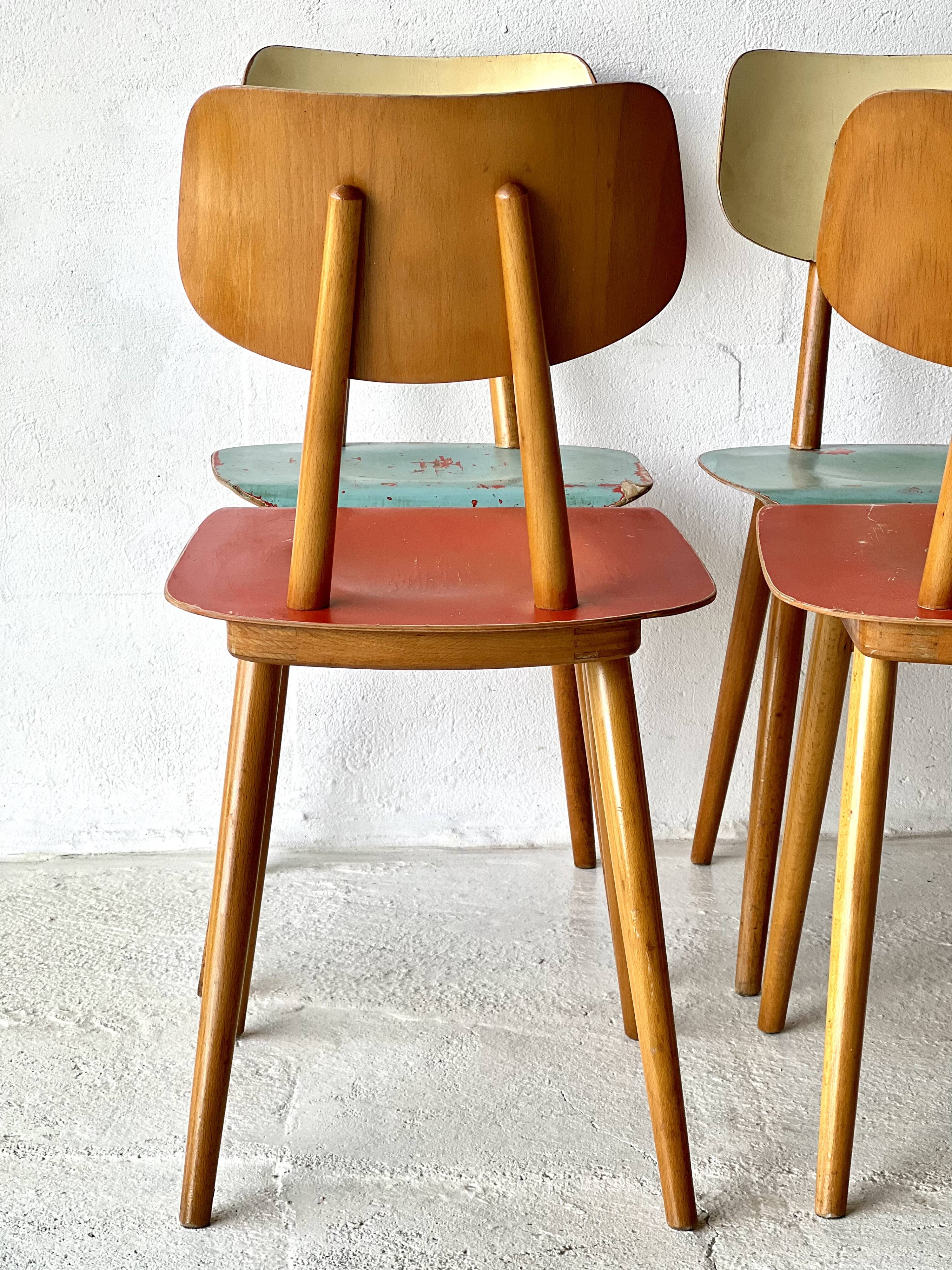 4 chaises Ton, 1960
