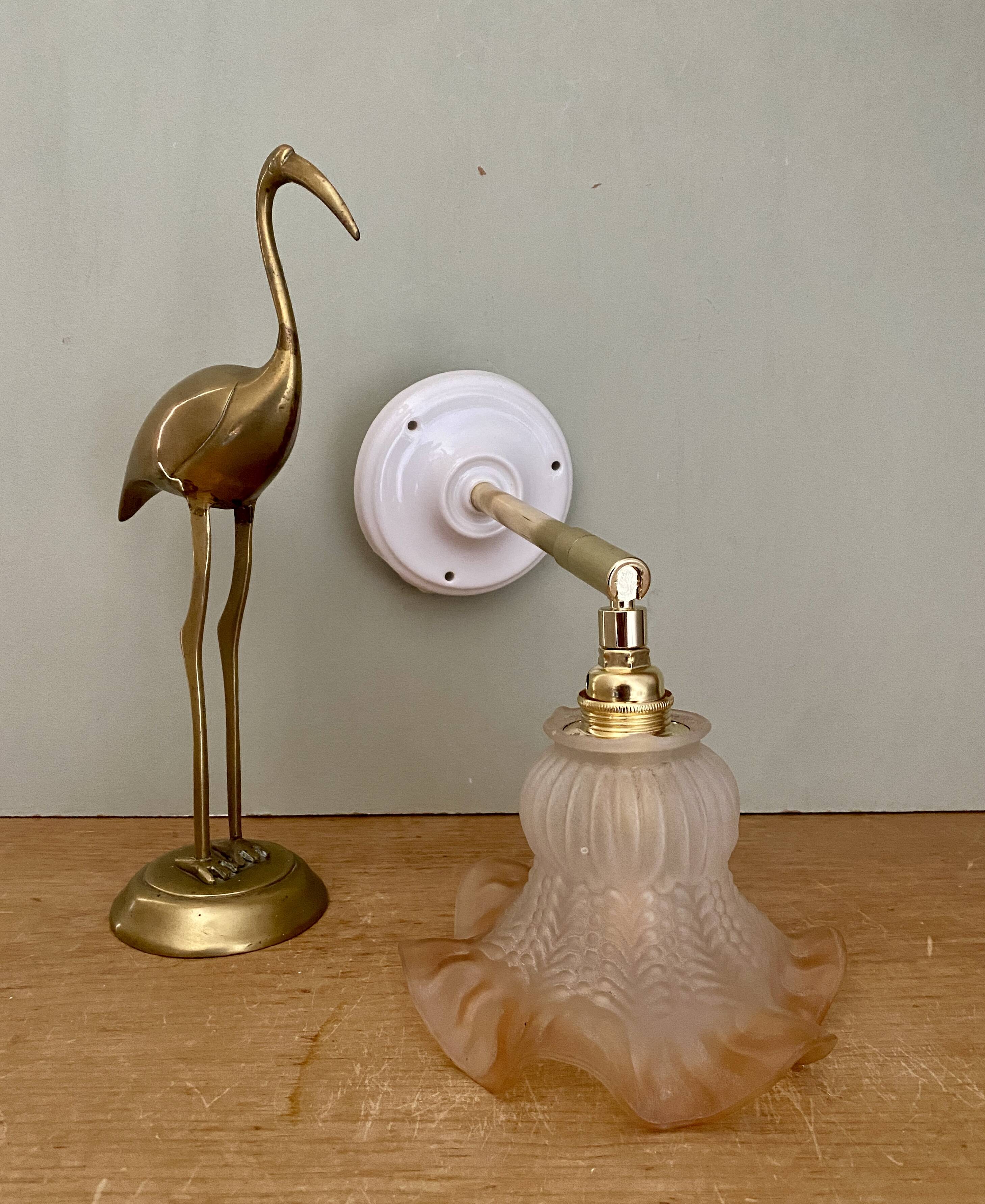 Vintage frosted glass tulip wall lamp