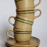 Set coffee cups Sarreguemines sugar bowl and vintage milk pot service"Cottage"