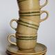 Set coffee cups Sarreguemines sugar bowl and vintage milk pot service"Cottage"