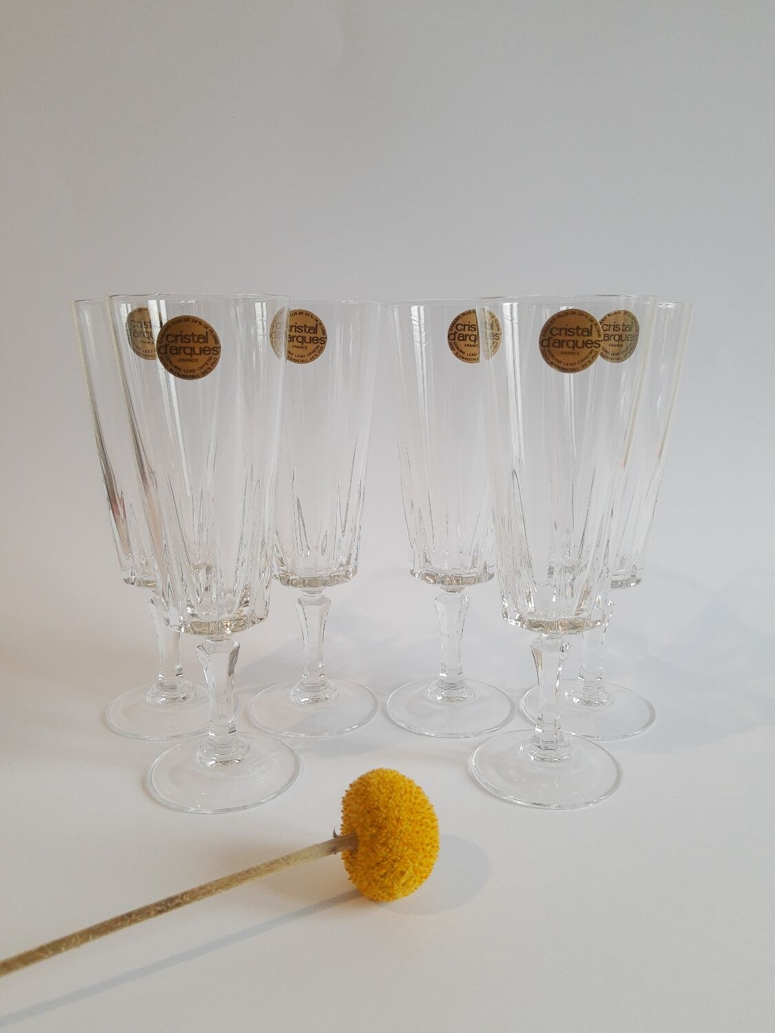 Set of 6 Cristal d'Arques 16cl Versailles vintage champagne flutes