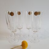 Set of 6 Cristal d'Arques 16cl Versailles vintage champagne flutes
