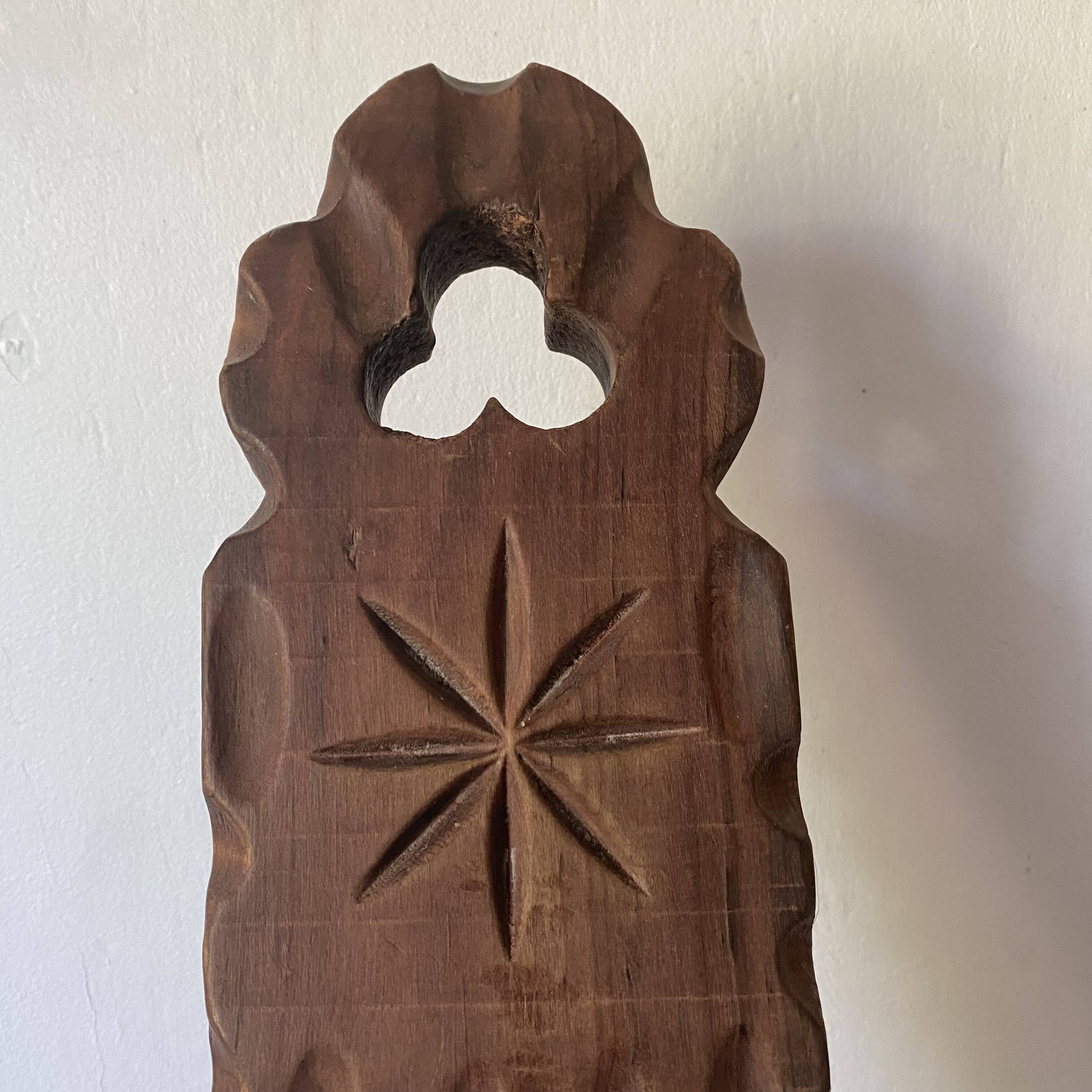 Vintage Spanish tripod chair in carved wood