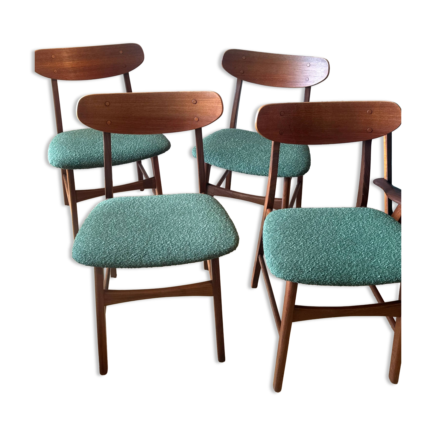 Set of 4 Scandinavian teak chairs – Model "Vagn" – 1960s