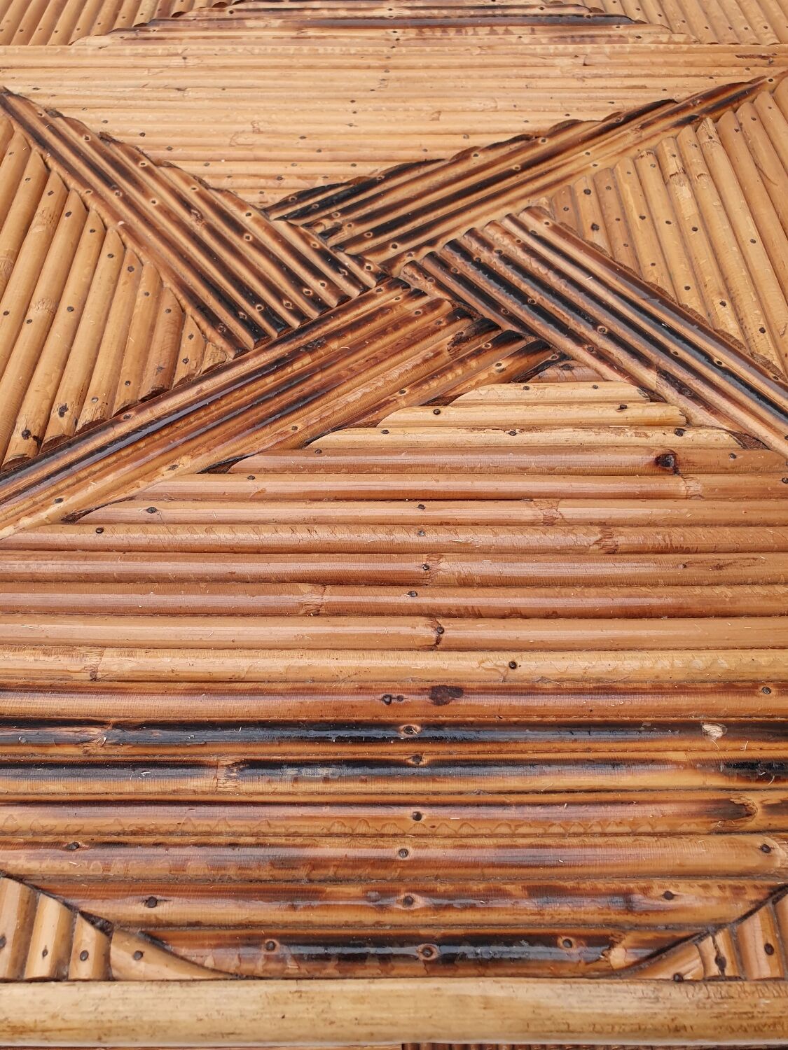 Rattan marquetry coffee table