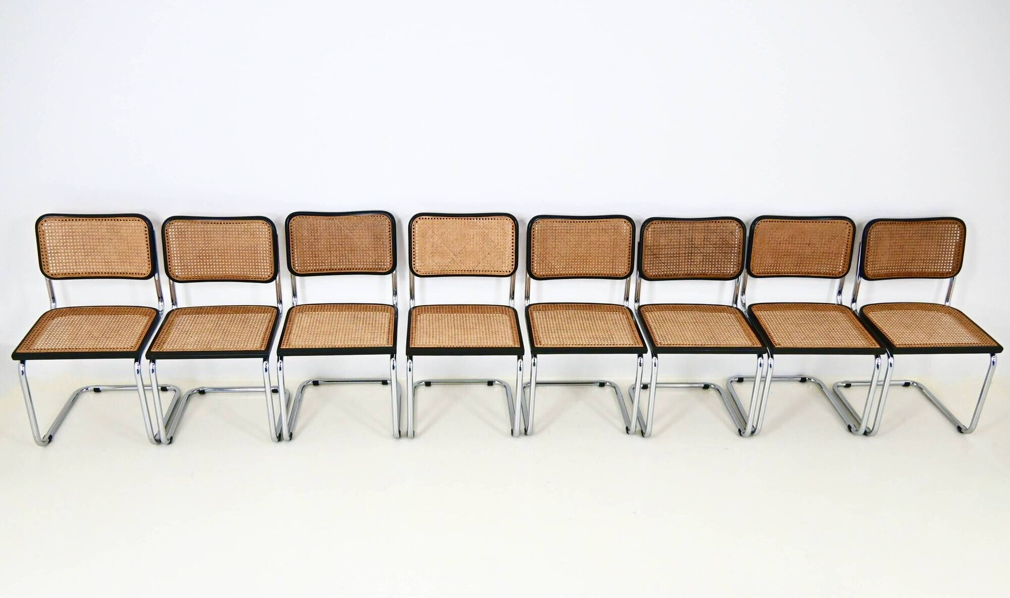 Set of 8 B32 model dining chairs by Marcel Breuer.