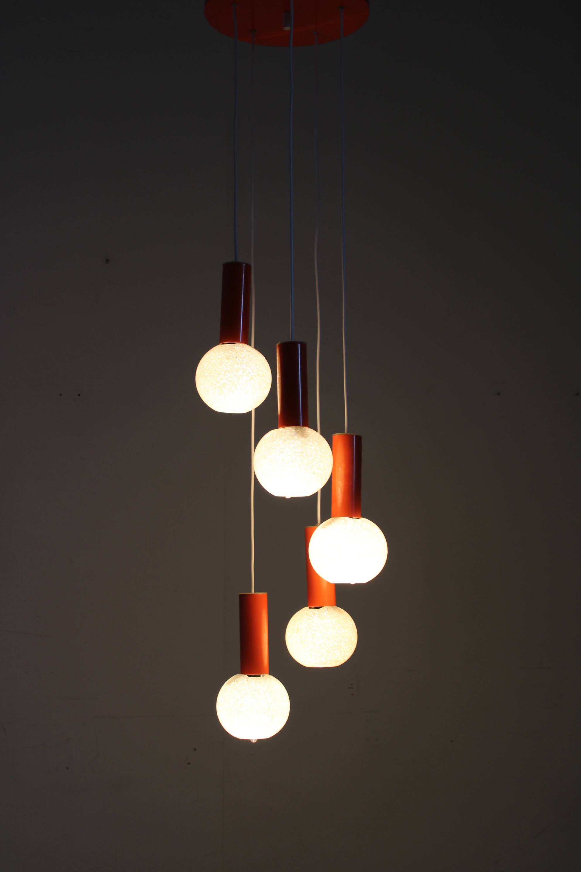 1970s Cascade Chandelier with Plastic Shades, Czechoslovakia