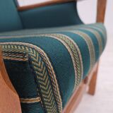 1970s, Danish armchair, furniture wool, solid oak wood.