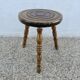 Old tripod stool in solid oak turned 1950 1960
