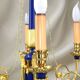 Solid Bronze Lustre Directoire Style in Gold & Royal Blue with Six Candles