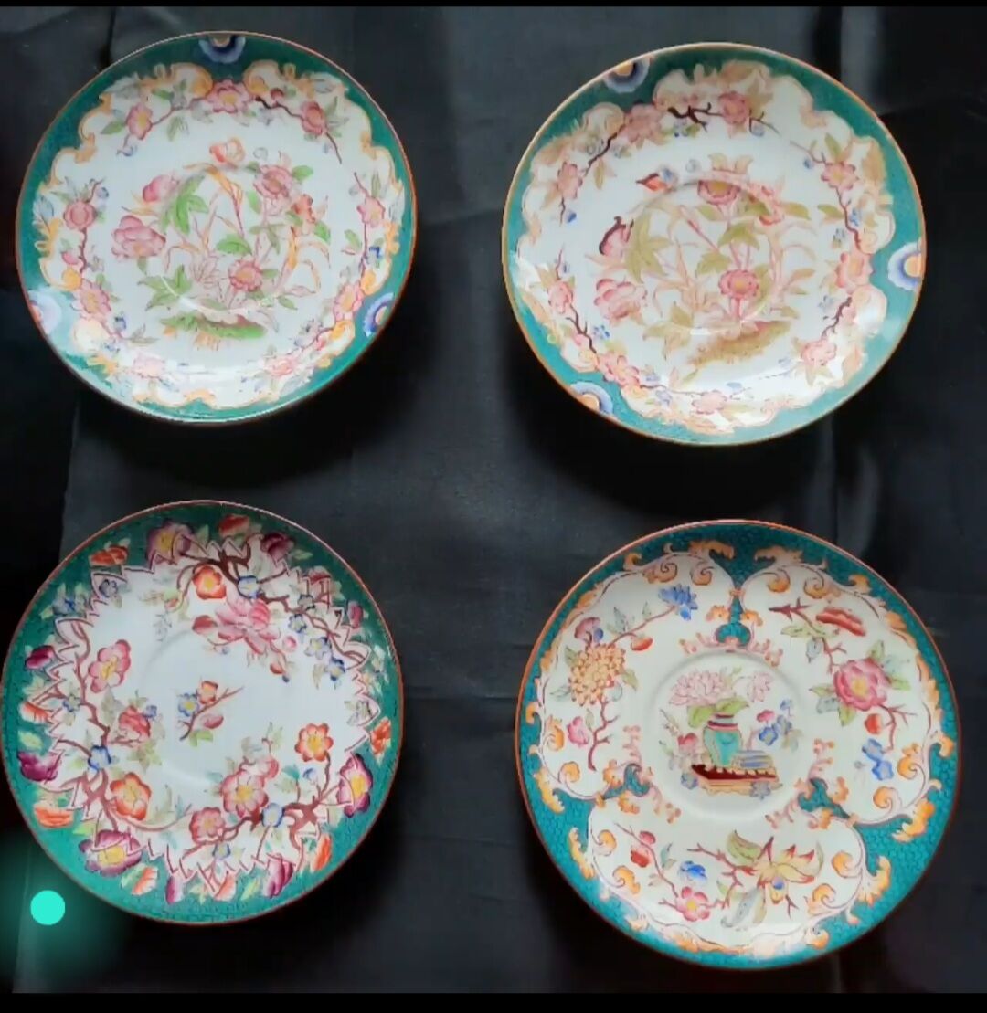 4 cups and under cups of the 19th century earthenware factory of sarreguemines