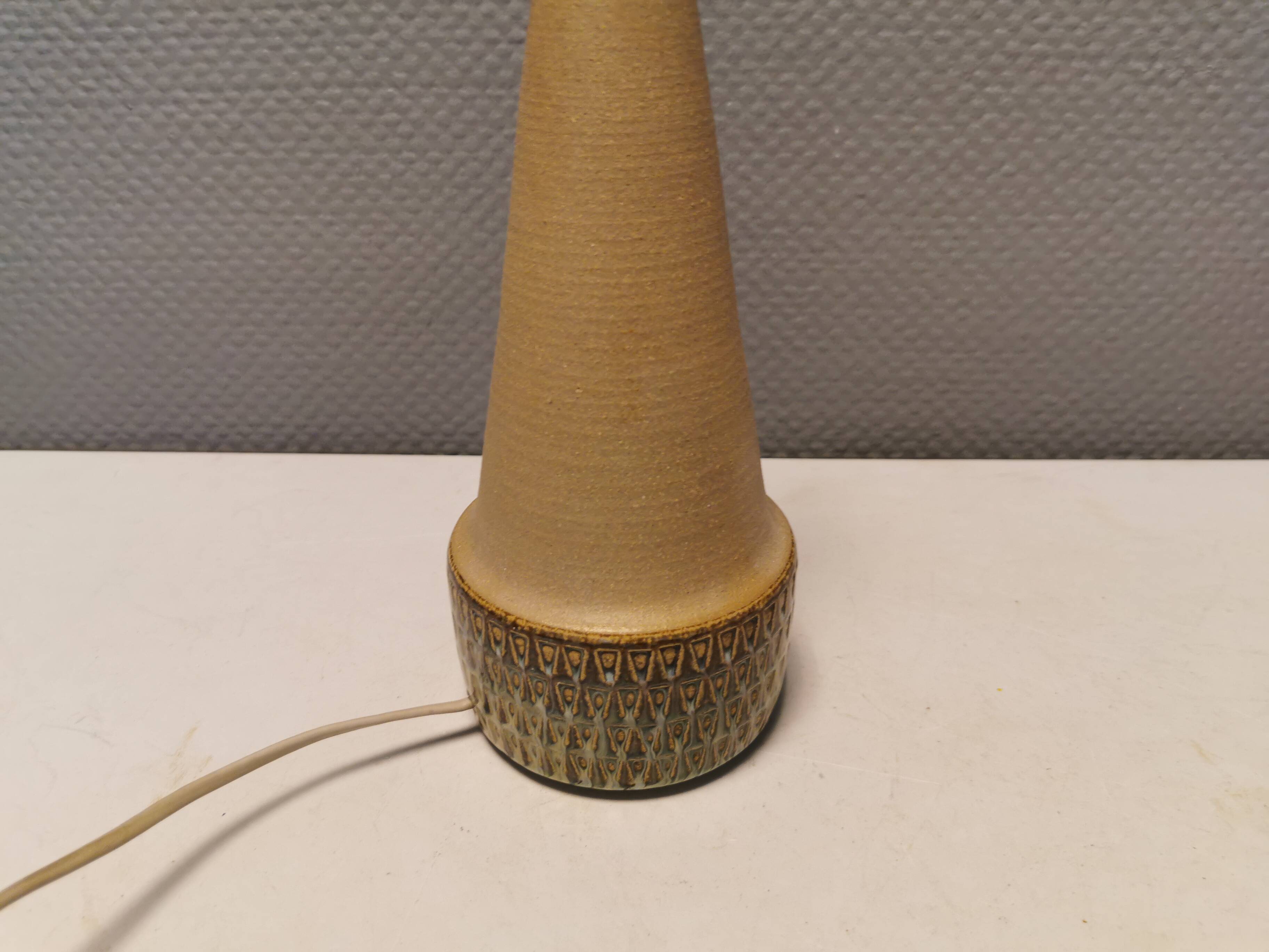 Handmade Beautiful partially glazed table lamp from Danish Søholm Ceramics, 1970s.
