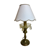 Lampe bougeoir en bronze à bobèche et pampilles ancienne