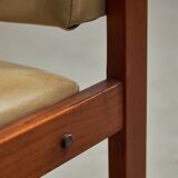 Angular, Teak Wood and Leather Chair with Copper Details, 1970s