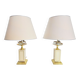 Regency Fruit Bowl Table Lamps in Brass and Crystal from Maison Le Dauphin, 1970s, Set of 2