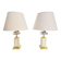 Regency Fruit Bowl Table Lamps in Brass and Crystal from Maison Le Dauphin, 1970s, Set of 2