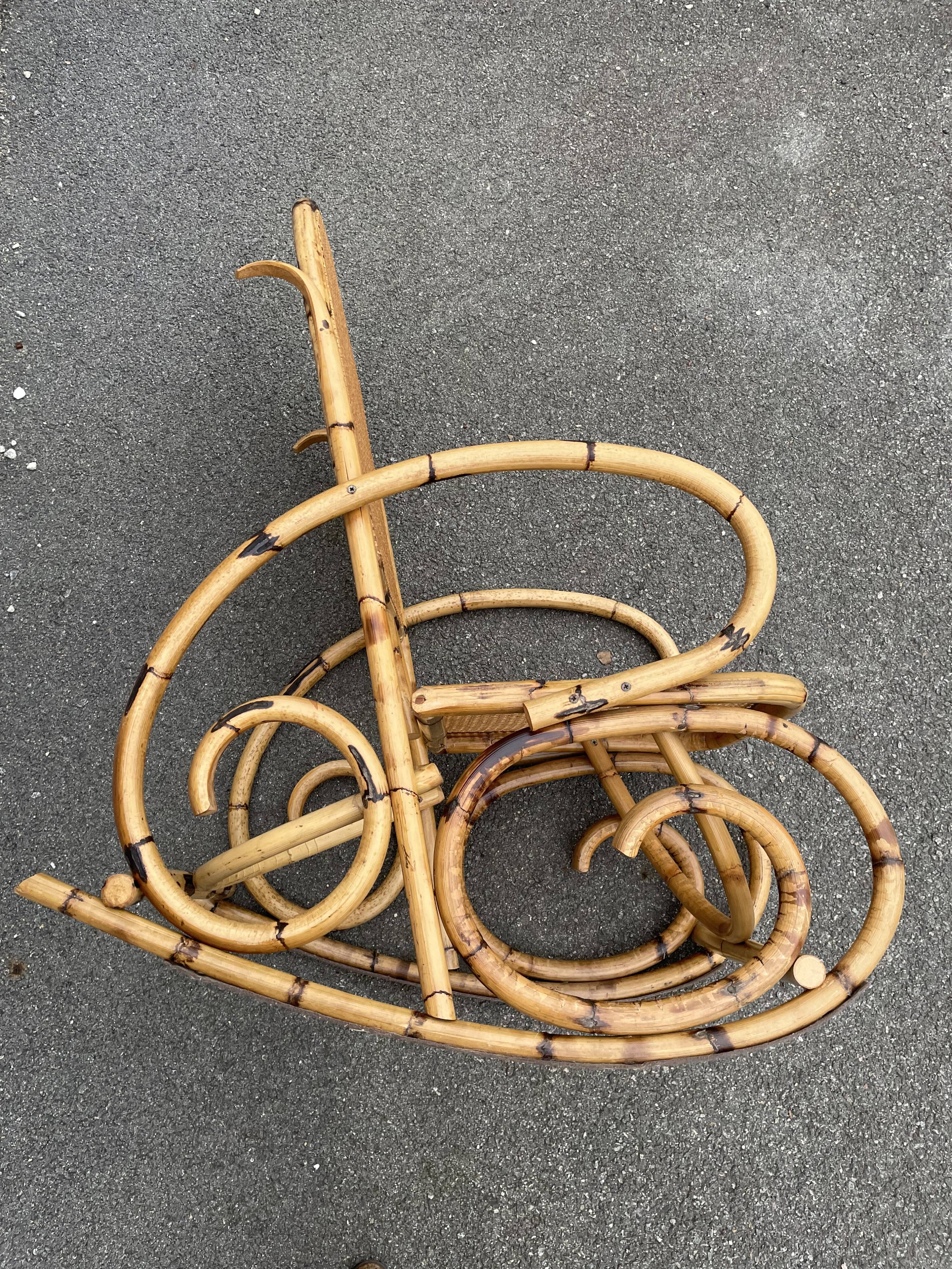 Rattan and cane rocking chair